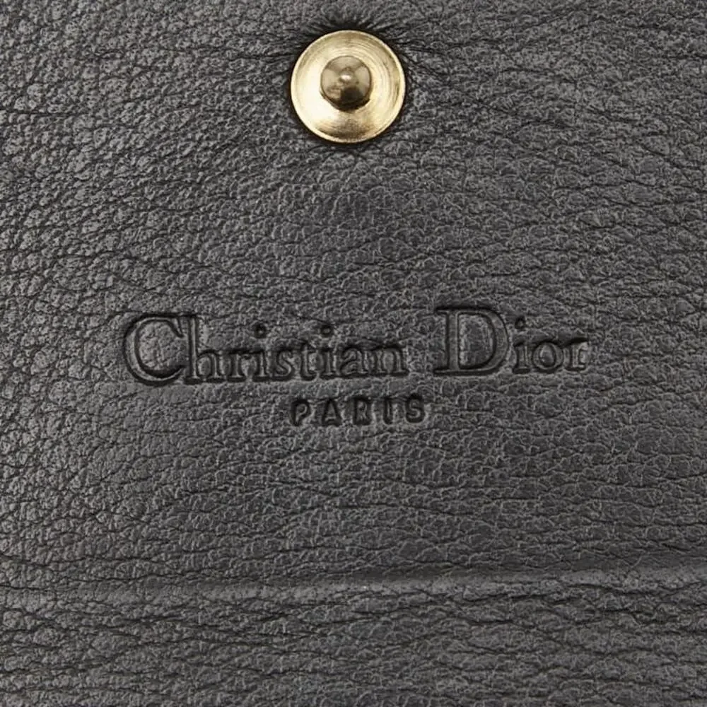 Dior Patent Leather Logo Chain Long Wallet Black